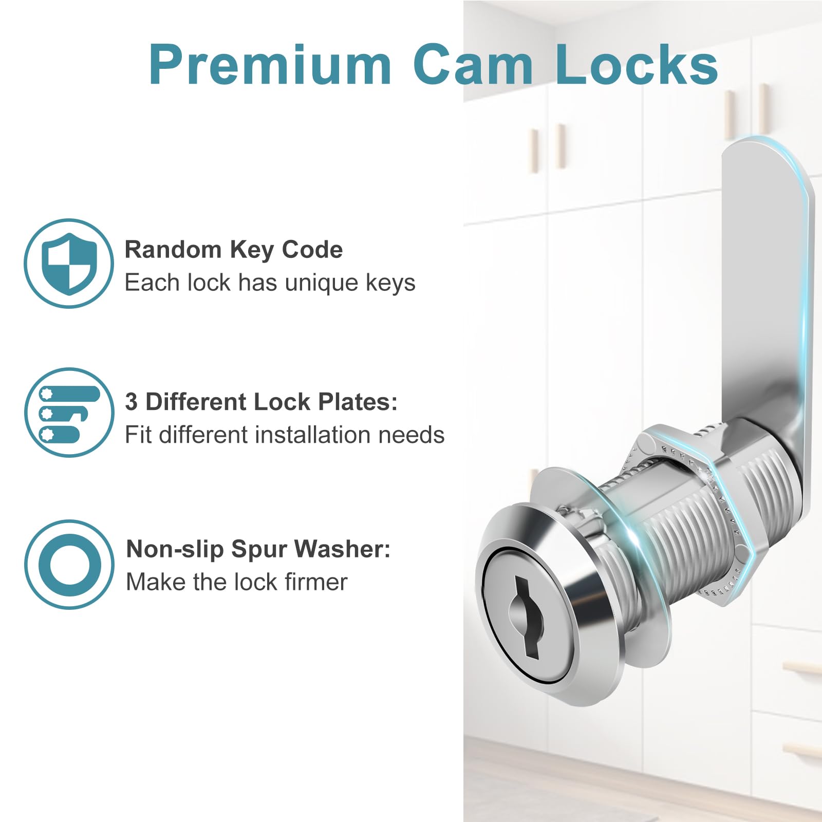 2 Pack Black Cabinet Lock With Keys – Zinc Alloy Cam Lock For Drawers, Mailboxes & Toolboxes