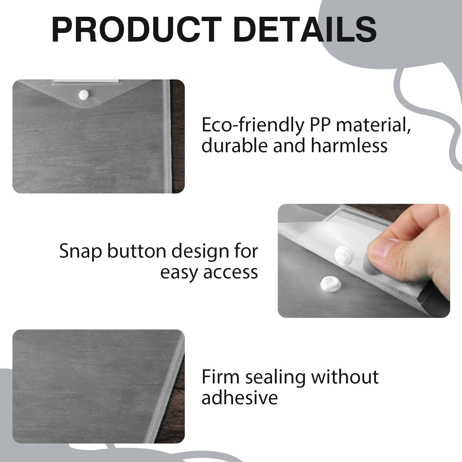 VEGCOO 20 Pack A4 Plastic Wallets, Punched Clear Document Pockets, a4 Vertical Plastic Folders with 11 Hole Ring Binder 3 Pcs Binders for Office,School,Travel - Image 3
