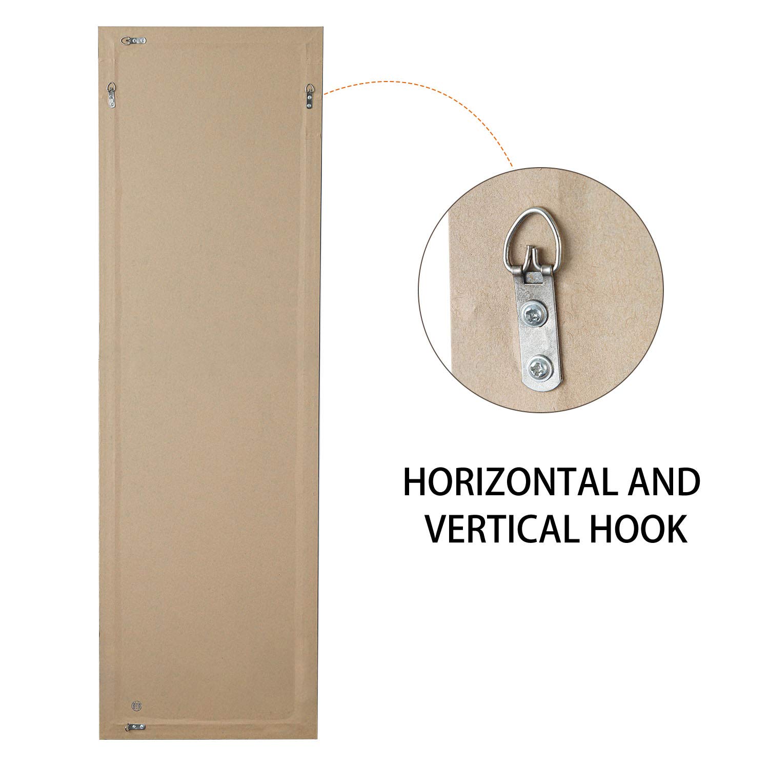 NeuType Over The Door Mirror Full Length Mirror Hanging Over Door or Leaning Against Wall or Mounted On Wall, Door Mirror Full Length Mirror Over The Door, 51"x16", White, No Stand