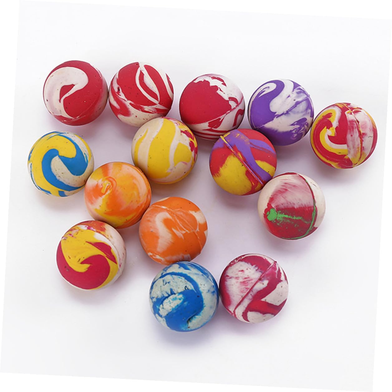 Lurrose 100 Palline di Gomma Elastiche di 32mm per Bambini, Giocattolo Creativo e Sicuro, Perfette per Giochi e Festa dei Bambini Confezione da 100 Pezzi Stili Multipli