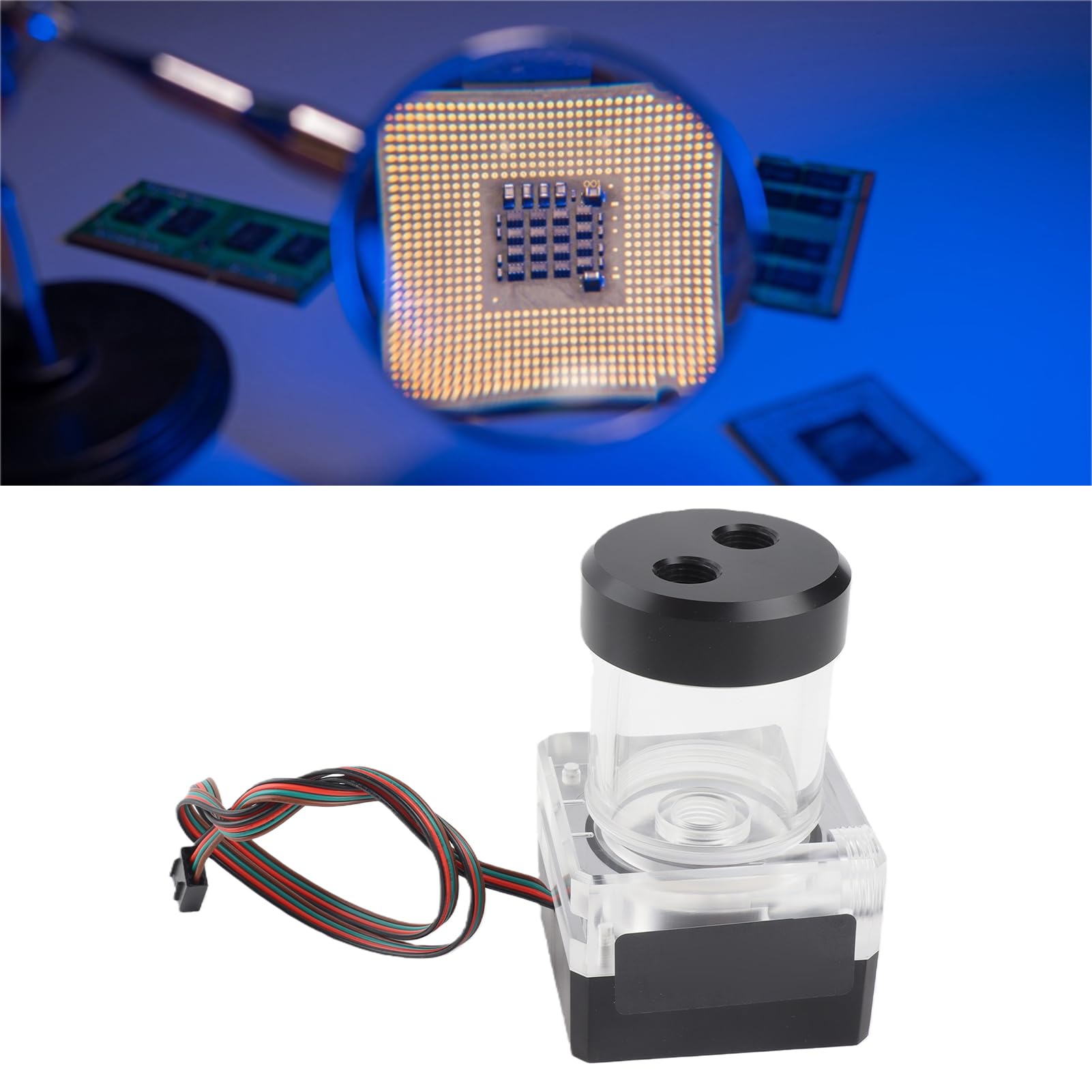 Bewinner Serbatoio Pompa Acqua Raffreddamento 550 L/h 10 W 12 V, Testa Pompa da 3,5 M Filettatura G1/4 Serbatoio Acqua Computer per di Raffreddamento a Liquido CPU, PC con Protezione IP54