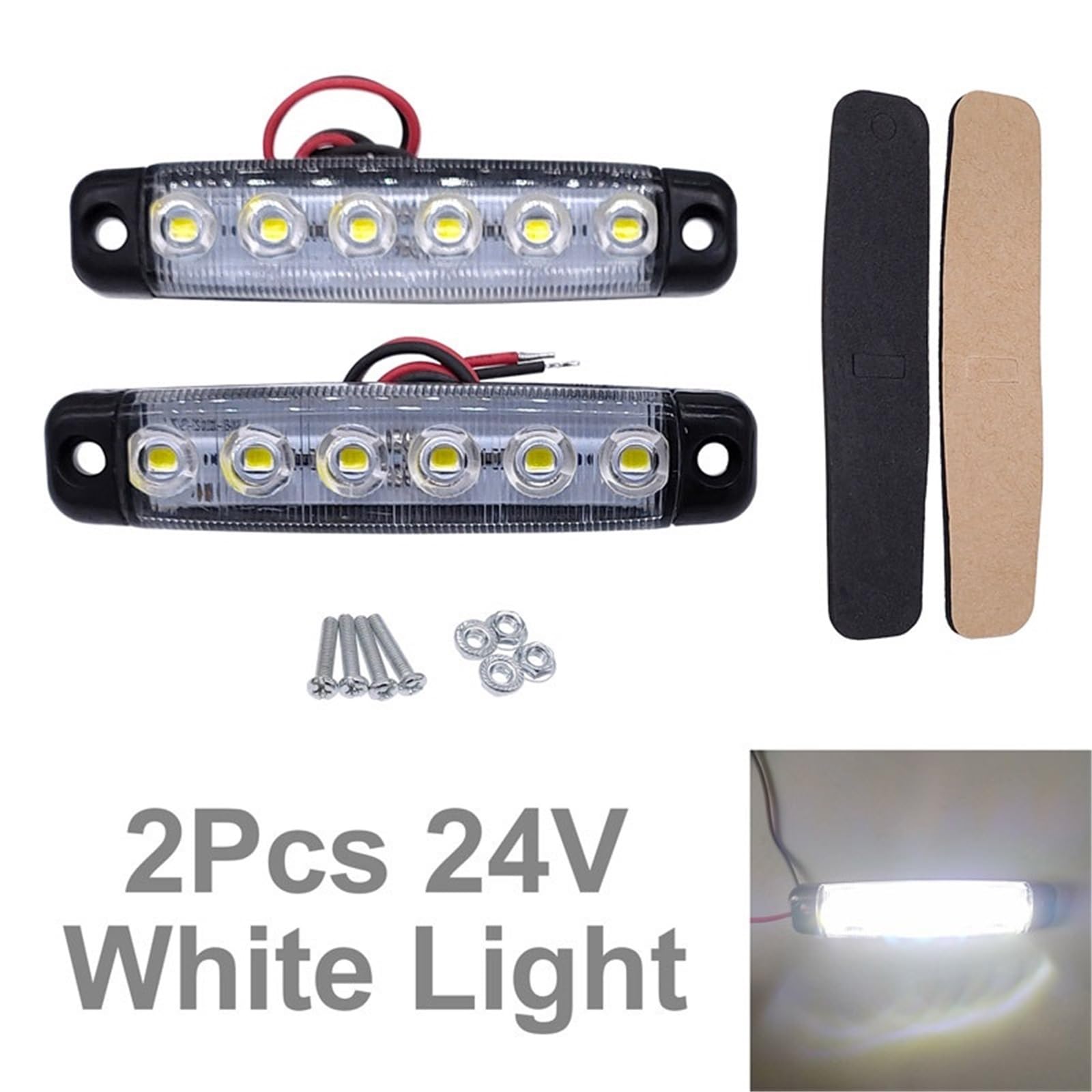 2 Uds 6LED 12V/24V Camión Remolque Indicadores De Posición Lateral Luz De Liquidación(24V White)