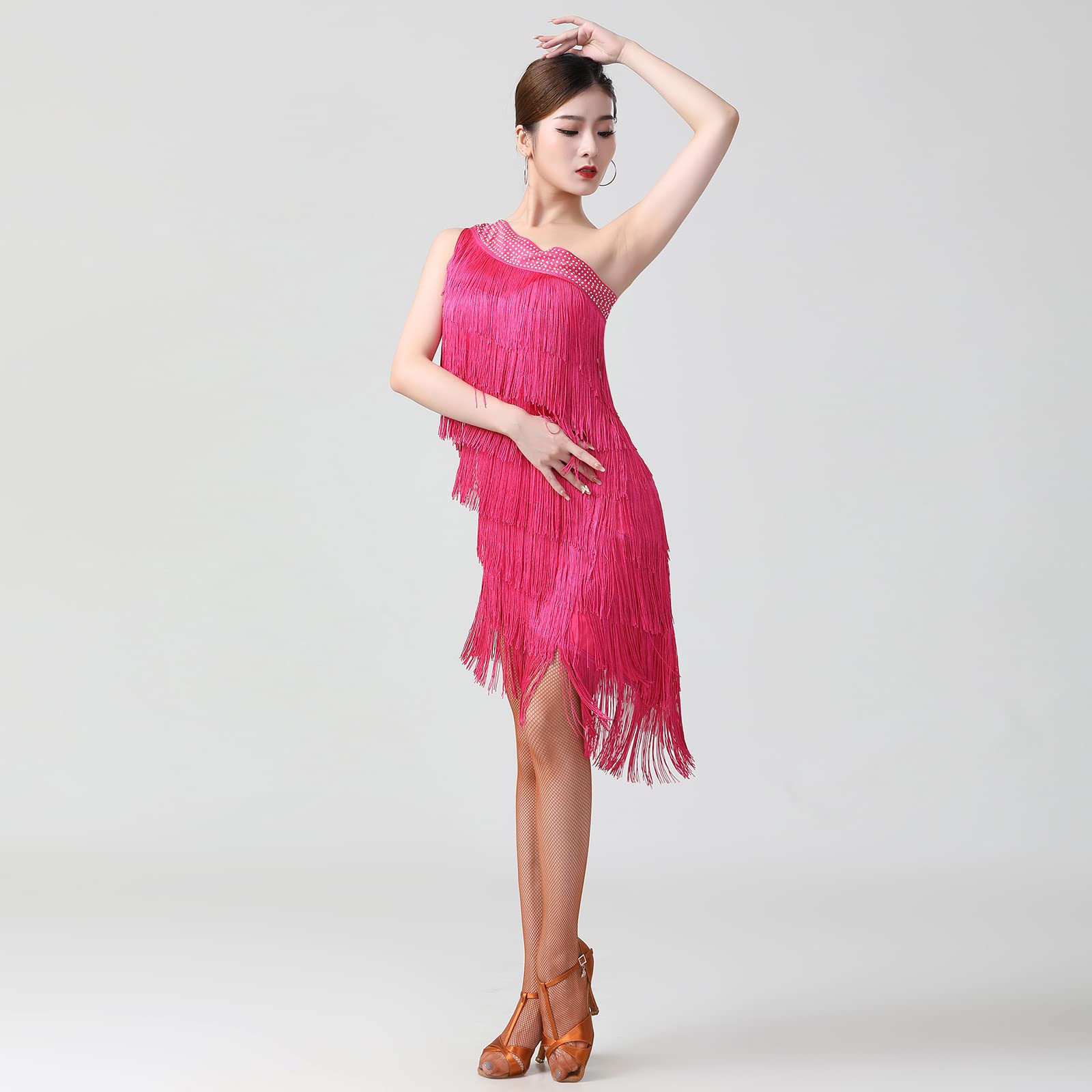 Robe garçonne à franges et paillettes pour femme Style années 1920 Gatsby asymétrique asymétrique
