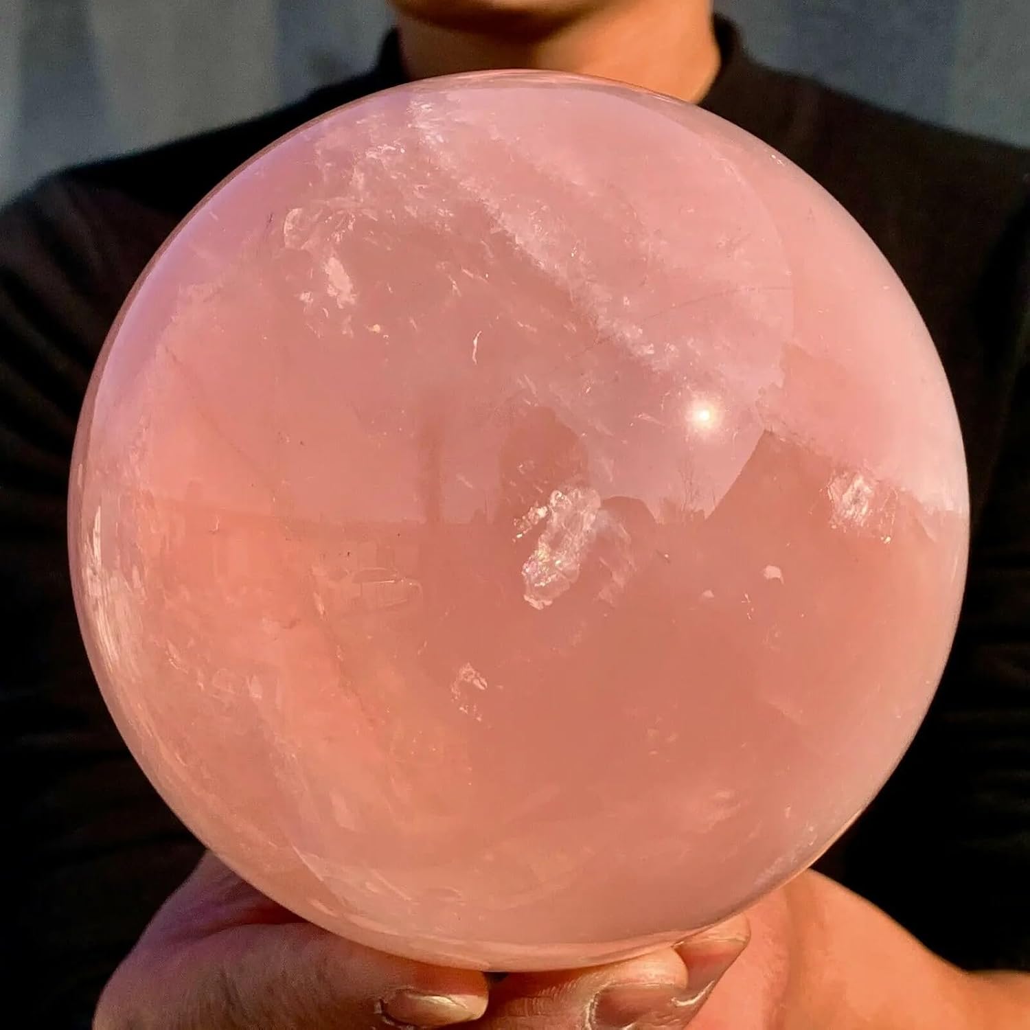 Crystal Polished Rose Powder Crystal Balls Crystal Sphere Ornaments (Size : 450-550g)