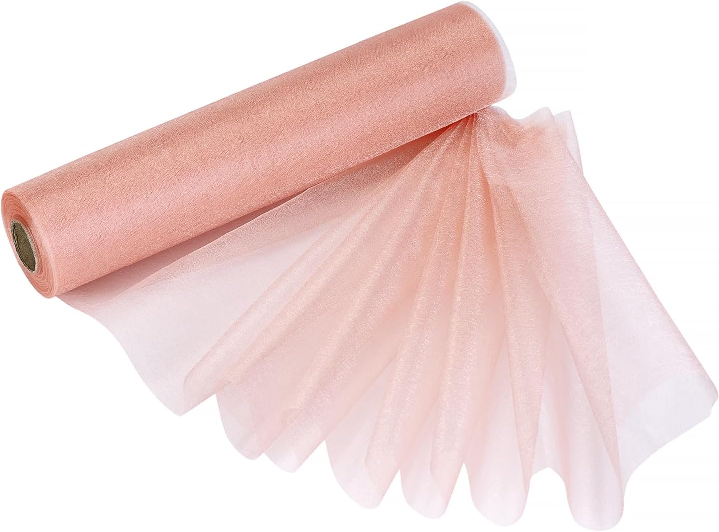 Trimming Shop Organza Roll Snow Sheer Glitter Fabric 25m x 29cm for Wedding Venue, Chair Bow Sash, Table Runner, Christmas Event, Party Decoration, DIY Craft Projects, Peach#