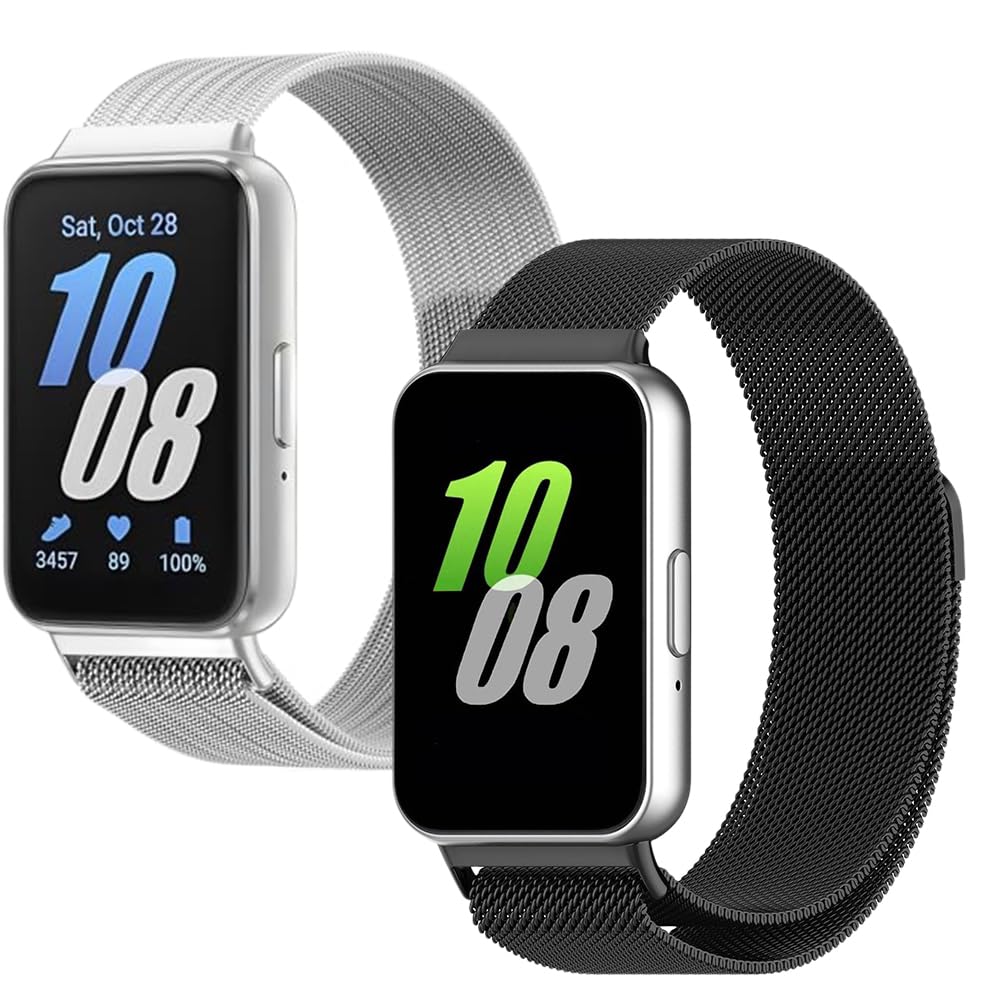 ValmanStainless Steel Milanese Loop Compatible with Samsung Galaxy Fit 3 Samrt Watch - Replacement Band with Magnetic Stainless Steel Clasp, gafit3metal