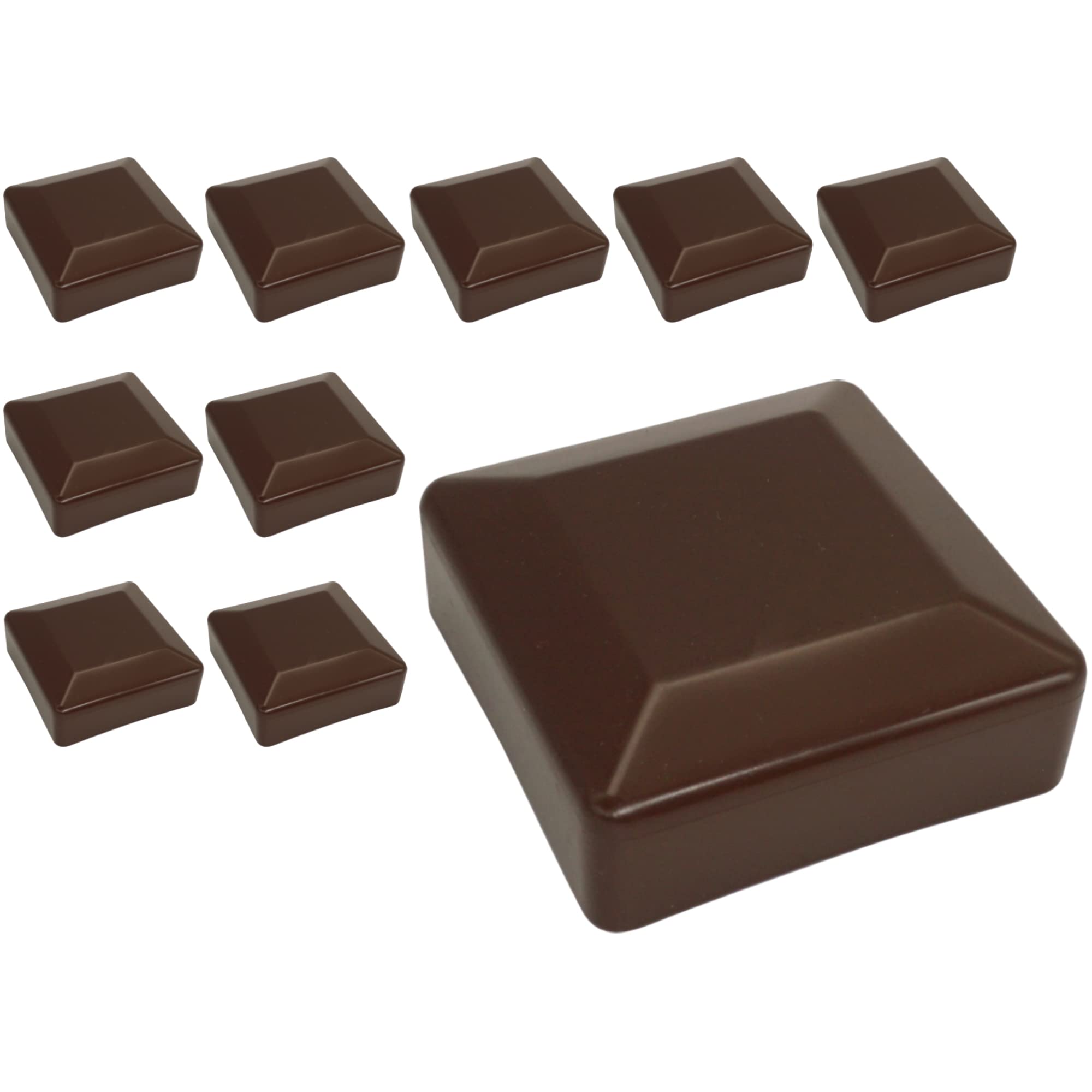 SKIR'CO (10 pcs) Fence Post Caps, Square 70 x 70 mm Brown Plastic Caps for Fence Posts Brown RAL 8028 Colour
