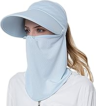VanderHOME Chapeau de Soleil à Large Bord Femme Cou Visage Protection Chapeau de Plage pour Femme pour Queue de Cheval Été Anti UV UPF 50+ Chapeau Soleil Femme avec Rabat Détachable Le Cou
