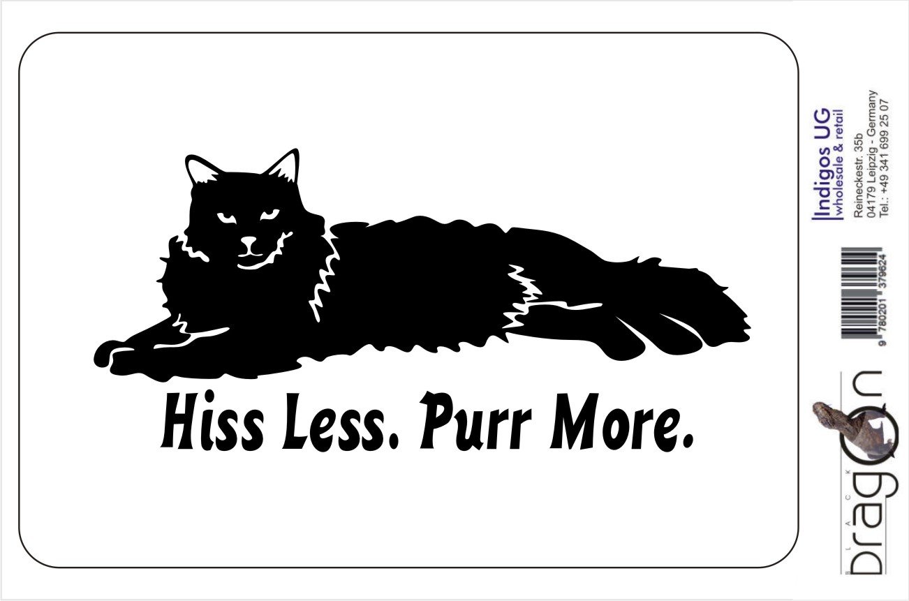 INDIGOS UG Adesivo JDM Per Auto – 'Hiss Less Purr More' Con Gatto, Vinile Resistente UV, 76x165 Mm, Rosa, Per Lunotto, Laptop E Superfici Lisce, Facile Da Applicare E Rimuovere - 2