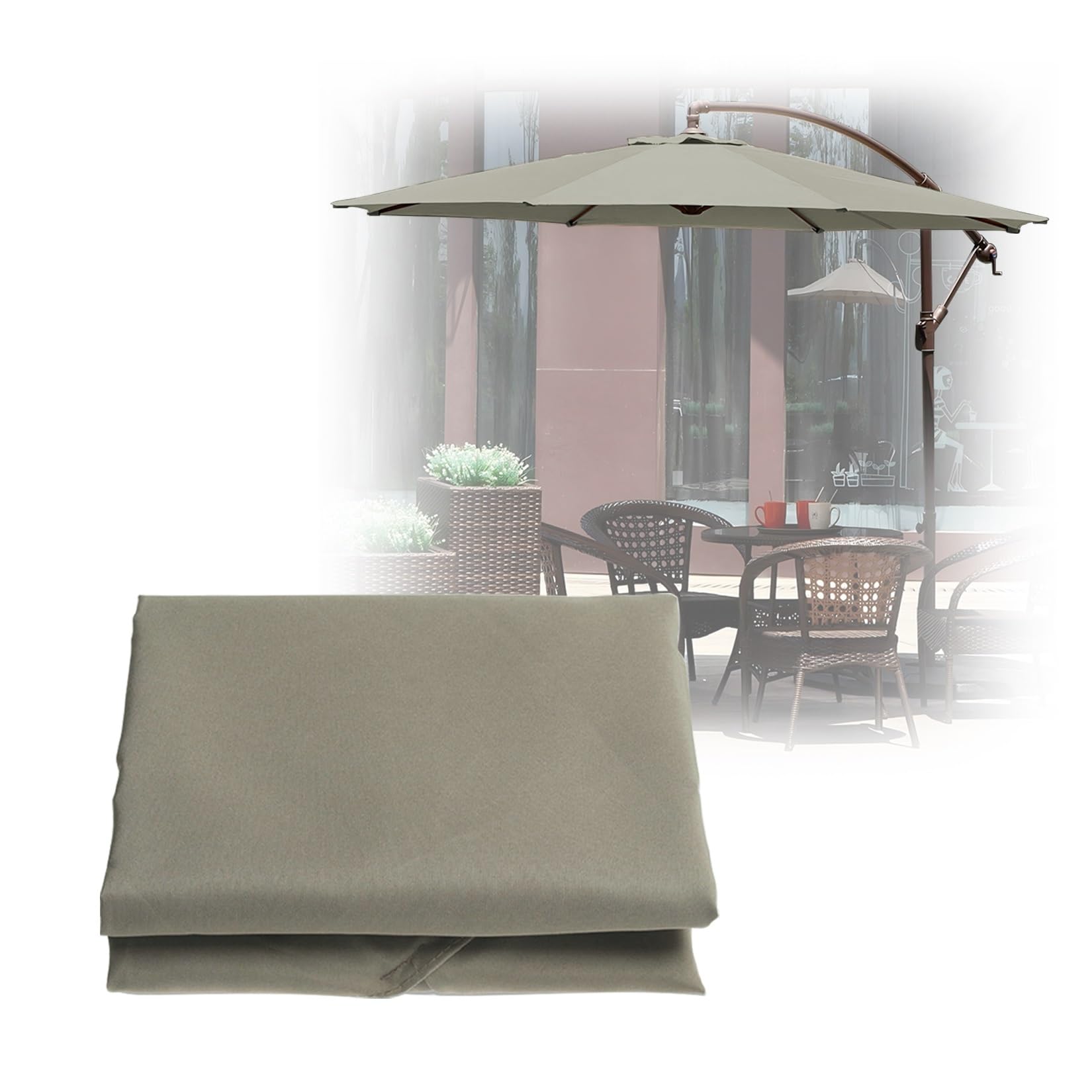 ESOYAWE Garden Parasol Covers Replacement Parasol Canopy, 6 Ribs 8 Ribs Patio Umbrella Replacement Canopy, Waterproof UV Protection Outdoor Parasol Fabric Replacement (Canopy Only)