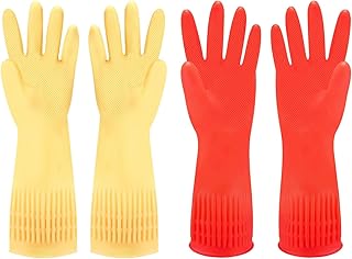 Discoball 2 Pairs Rubber Cleaning Gloves Non-...,