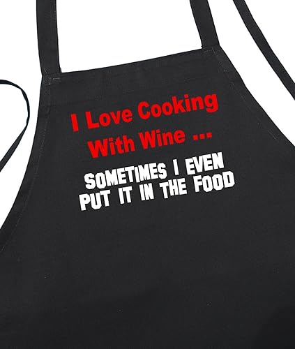 I Love Cooking With Wine Funny Black Chef Delantales