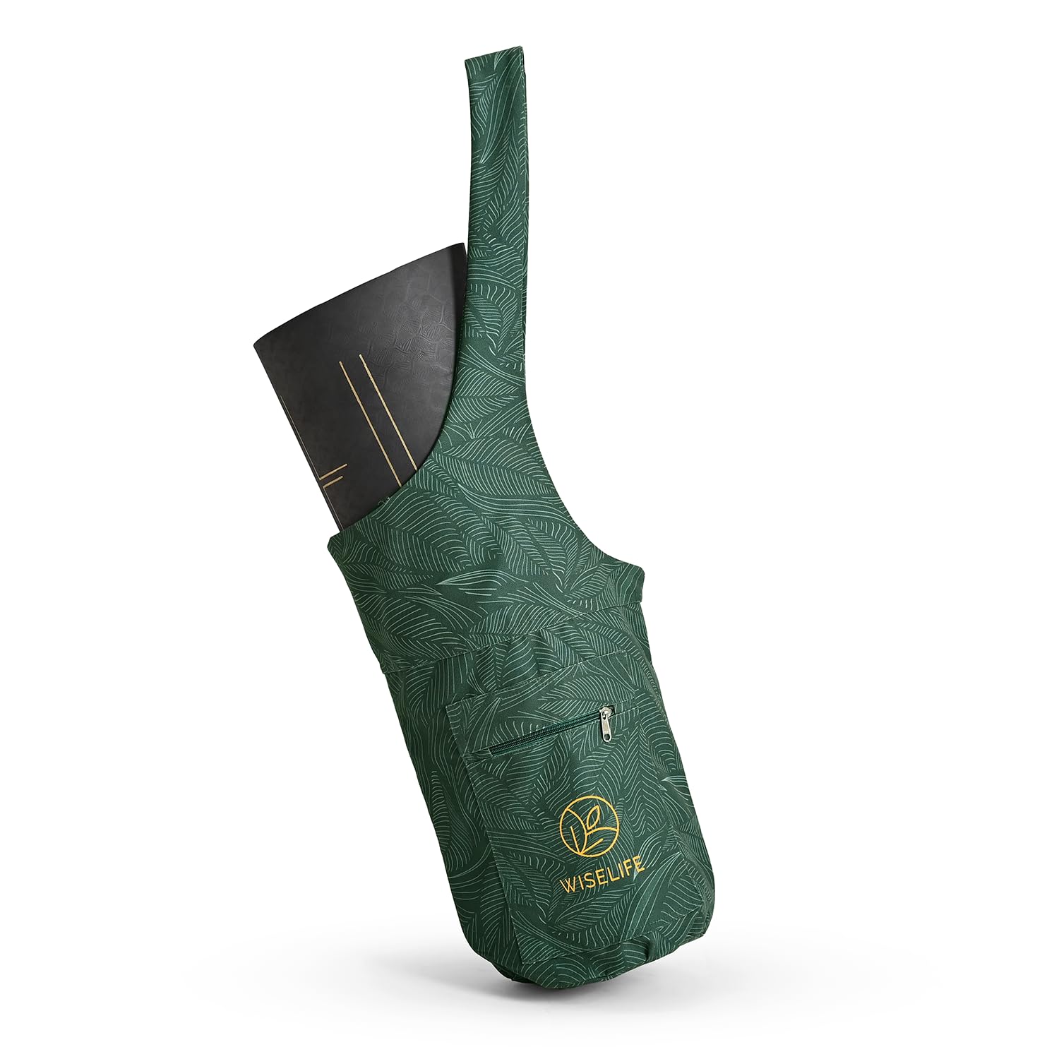 Wiselife Yoga Mat Side Bag Premium Carry Bag, Full Easy Access, Multi Functional Storage Pockets & Broad Shoulder Strap | Tote Bag Suitable Upto 10MM Yoga Mats (Green) (B0CR1DBF74) Amazon Price History, Amazon Price Tracker
