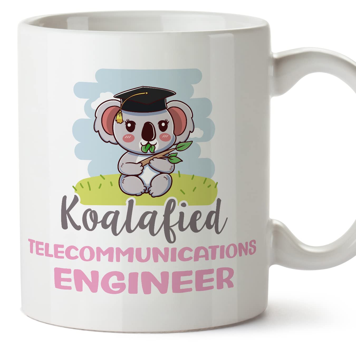 MUGFFINS Telecommunications Engineer Woman Mug - in English - Koalafied - Funny Gift for Colleagues - Ceramic 11oz Mug