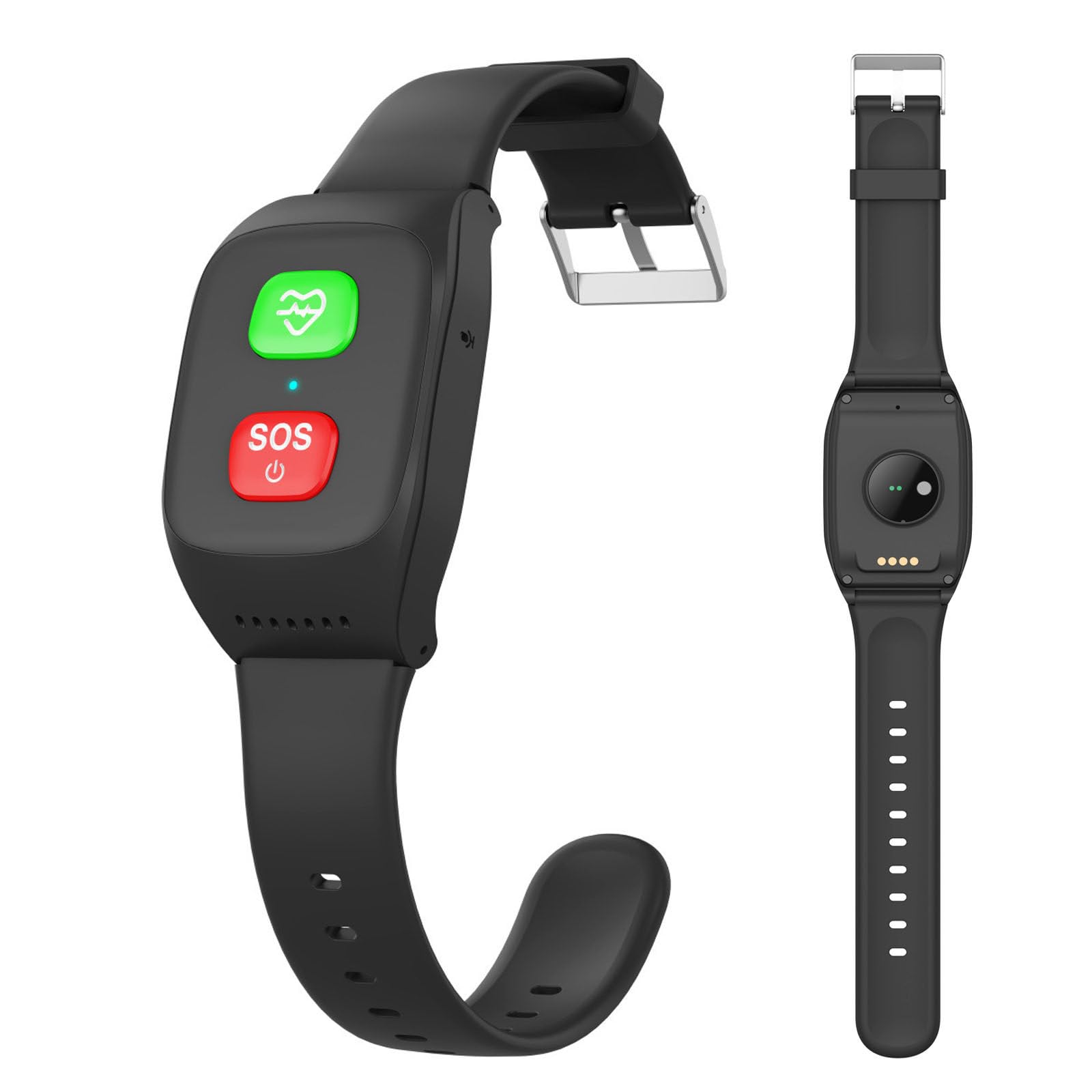 Reloj Inteligente para Personas Mayores con Botón De Emergencia Sos, Pulsera De Alarma, Detección De Caídas Y Rastreador GPS, Impermeable Ip67, Regalo para Padres Y Ancianos, Negro
