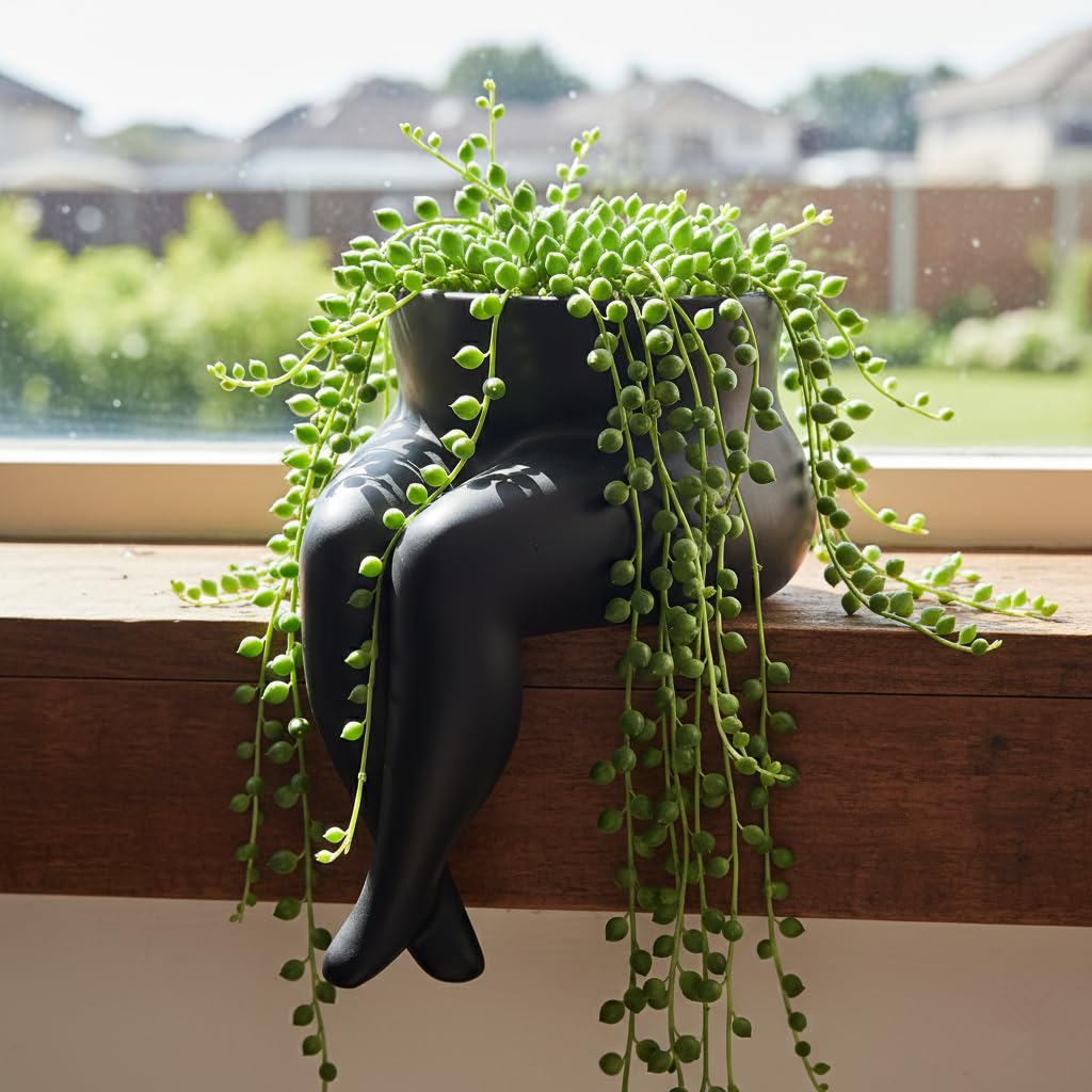 Misijuer Ceramic Plant Pot - Body Form Flower Pot with Draniage Hole & Rubber Plugs for Indoor/Outdoor Plants - Modern Boho Decorative Planter for