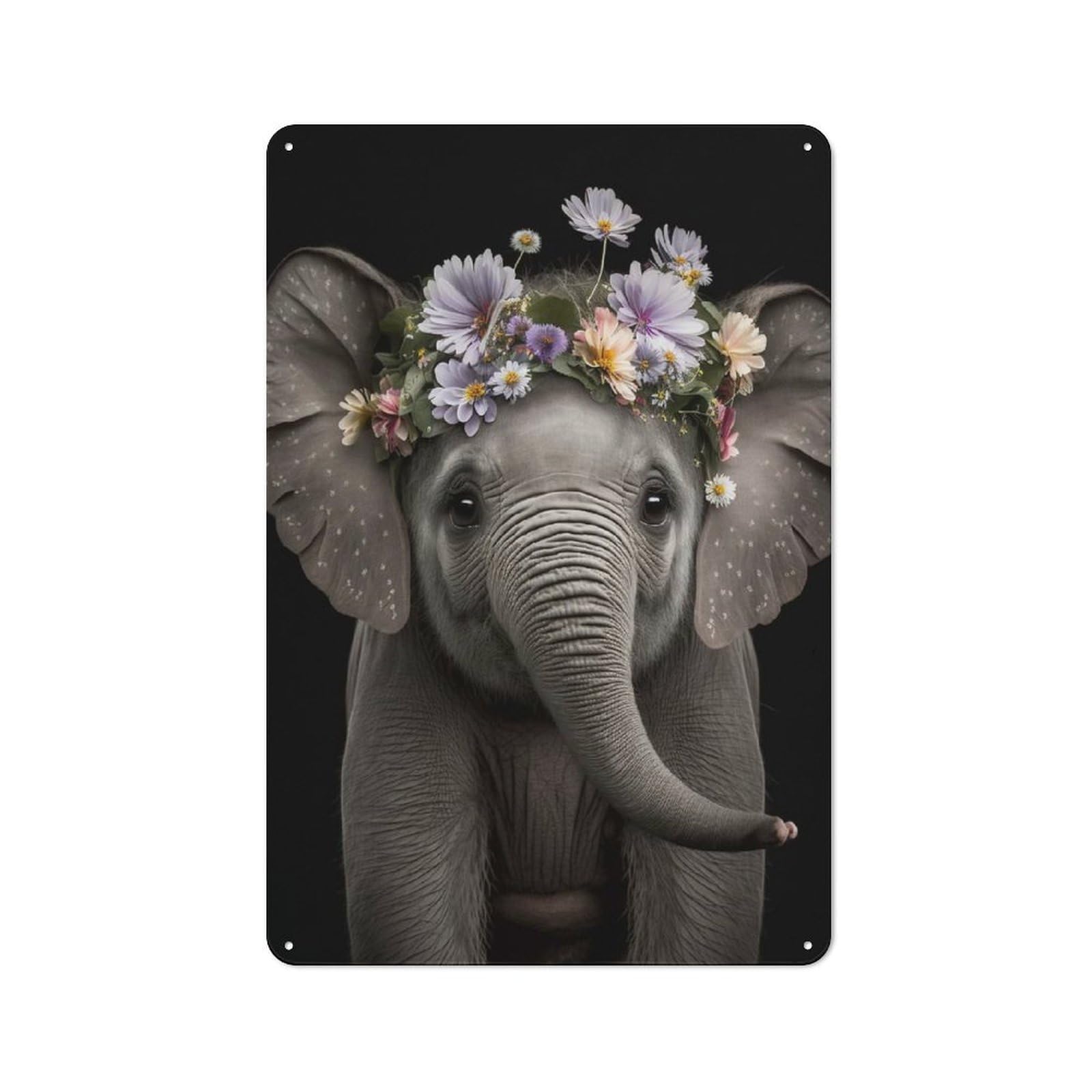 Cute Baby Fluffy Elephant Rustic Tin Sign 30x20cm for Pub Or Café, for Collectors Building A Themed Wall Display