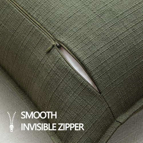 Image of MIULEE Euro Sham Pillow Covers for Bed 24x24, 2 Pack Dark Green Thick & Textured Decorative Throw Pillow Covers, Neutral Linen Cushion Cases, Modern Farmhouse Home Decor, No Filling
