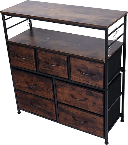 Miniatura 7 de Fydun Gabinete de almacenamiento, cajón de tela, estante de almacenamiento para dormitorio con 7 cajones para el hogar amplia gama de usos