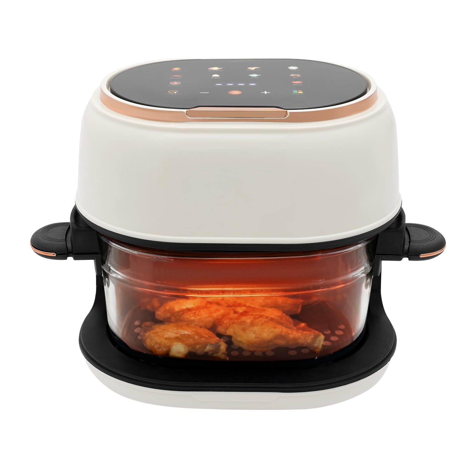 4 23QT Glass Air Fryer with Transparent Fry Bowl 1350W Touch Screen with 120 Min Timer Temperature Control
