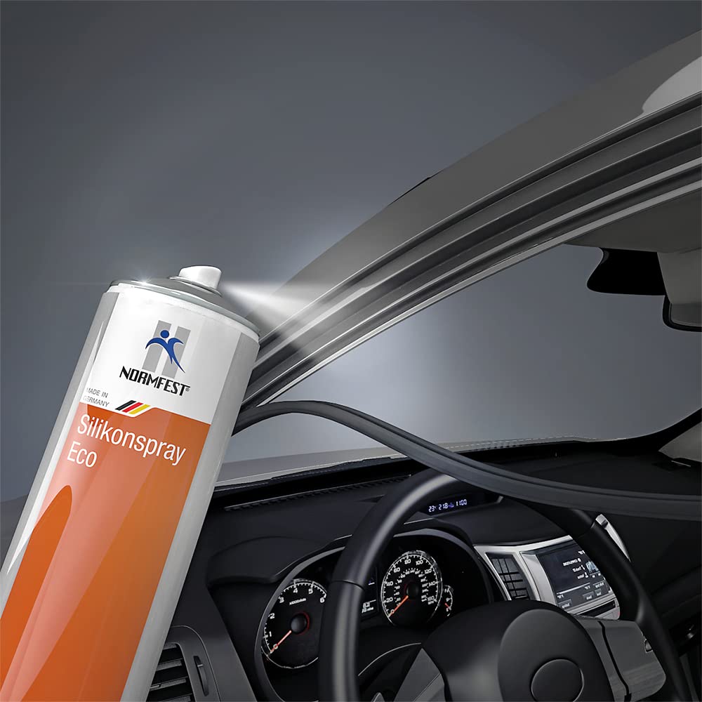 Normfest Silikonspray ECO – Pflege- & Gleitmittel für Kunststoff & Gummi | Schutz vor Quietschen, Anfrieren & Versprödung | Wasserabweisend & temperaturbeständig –25°C bis +80°C, 6x 600ml