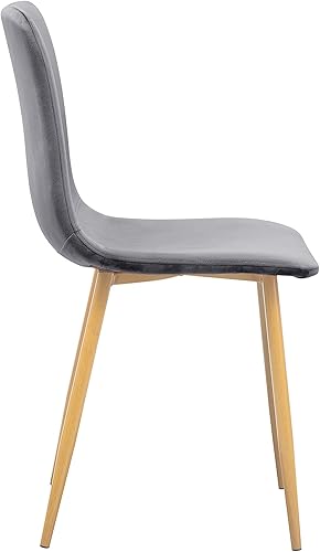 Miniatura 4 de FurnitureR Silla de comedor escandinava cómoda parte trasera de asiento de terciopelo de algodón patas de metal resistentes de grano de nogal para