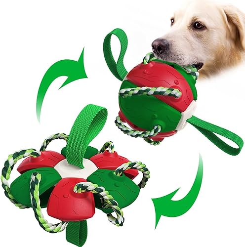 Addcean Hundespielzeugbälle mit Kauseilen, Haustier-fliegende Untertasse, Ball, 