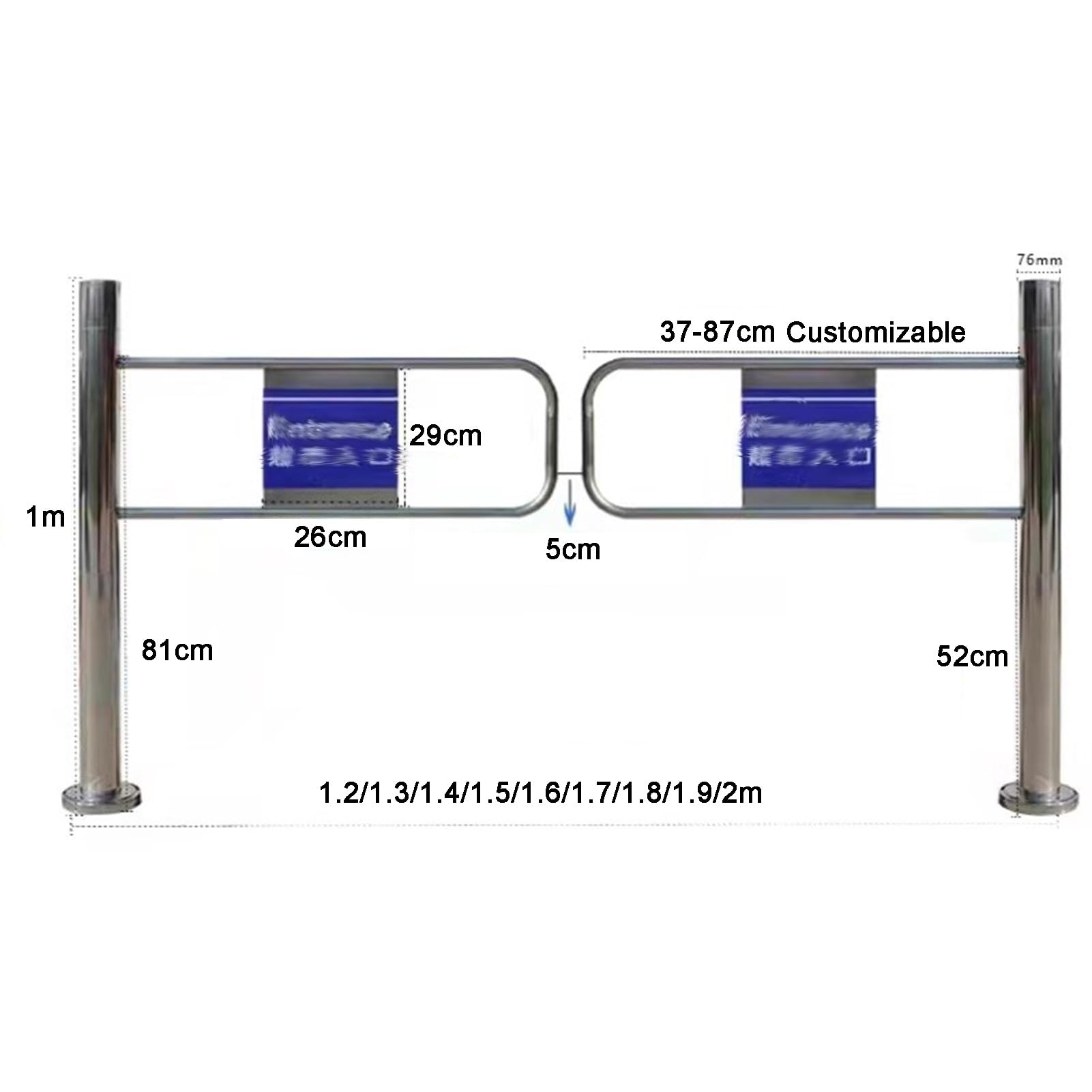 Générique Portillon de sécurité pivotant unidirectionnel en Acier Inoxydable, Porte d'accès Manuelle à 90° pour supermarchés, usines et bibliothèques - À Ressort, Durable, Dimensions 1,2 x 1 m