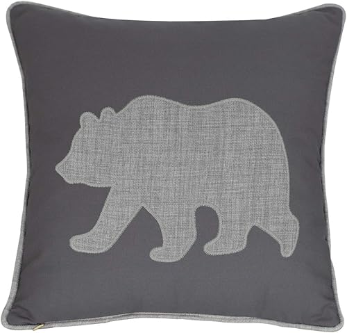 Miniatura 1 de Fundas de almohada bordadas Bear Pattren de 18 x 18 pulgadas para sala de estar, fundas de cojines de algodón (caqui)
