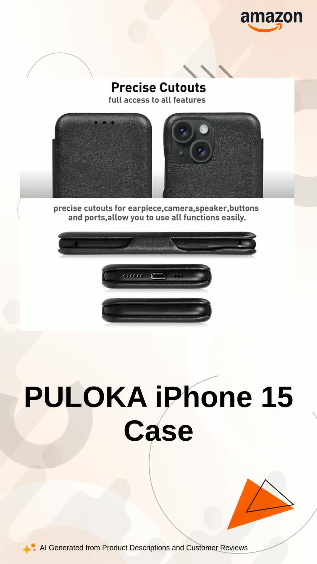 PULOKA for iPhone 15 - Sleek Flip Case - Premium Vegan Leather