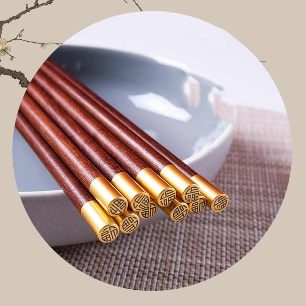 Coffret Cadeau de Baguettes réutilisables en Bois de qualité supérieure et de Repose-Baguettes - Baguettes Chinoises, japonaises et coréennes en Bois Naturel avec étui, Baguettes a(O)