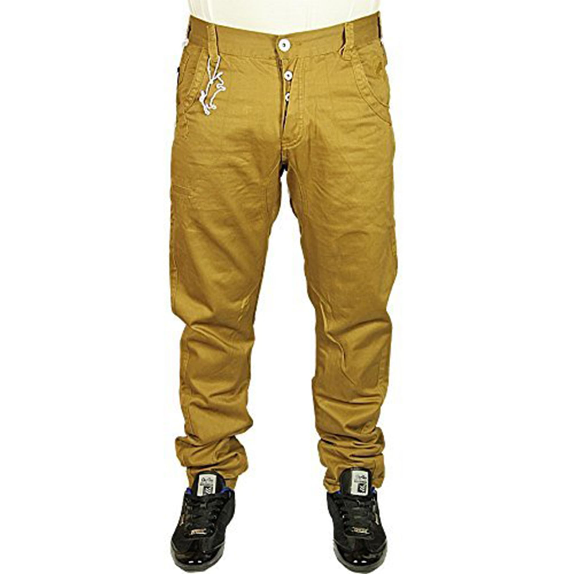 Eto Men's Khaki Jeans Em169 Designer Curved Leg Tan Coloured Chino Jeans Rrp £44.99 (30R)