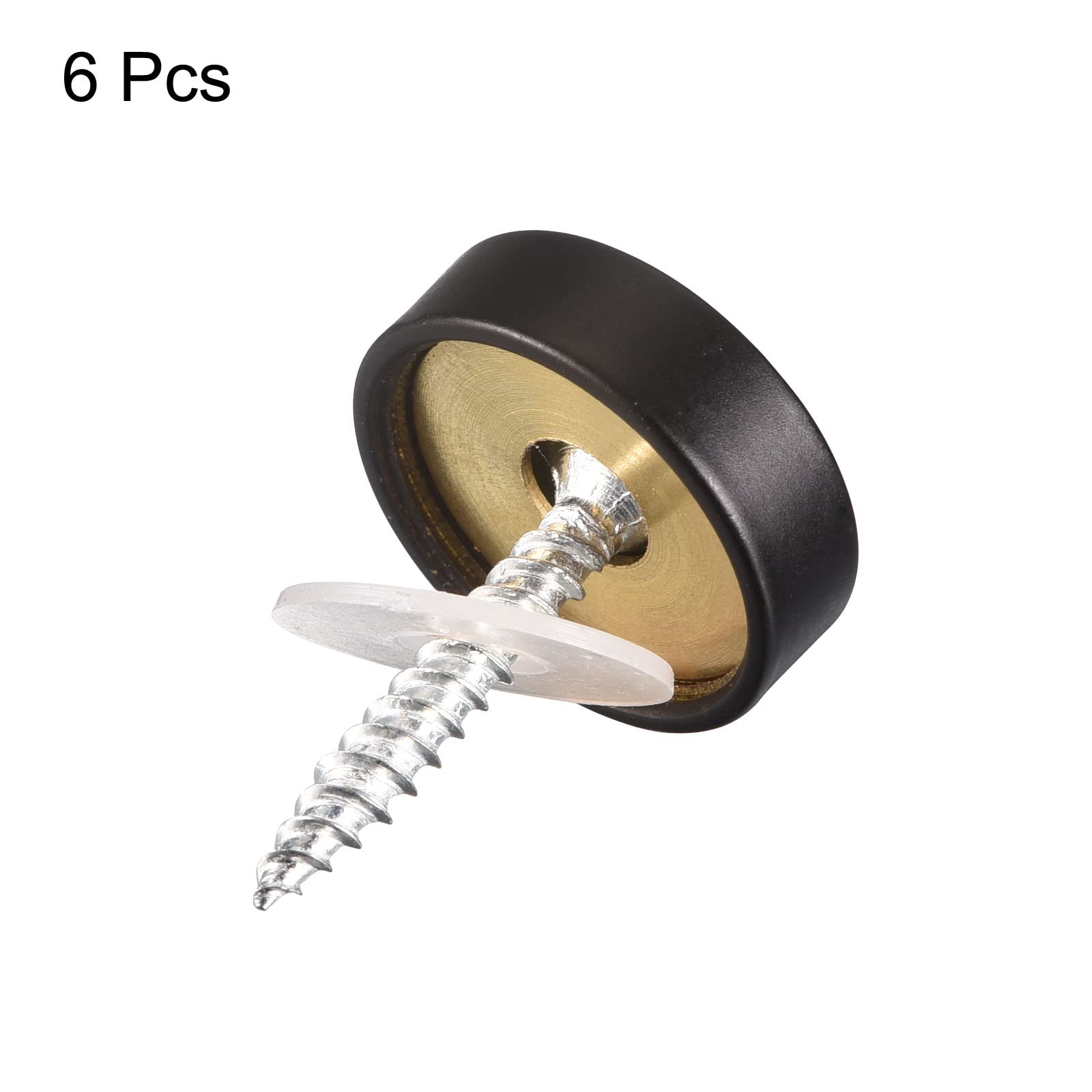 sourcing map Tornillos de Espejo 20mm/0,79", Tapa Decorativa de Latón 6uds, Cubierta Tornillos Clavos Sujetador para Mesas Espejo Platos de Baño Letrero de Vidrio Guardarropas, Negro