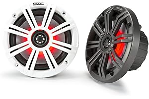 KM65 6.5-Inch Marine Coaxial Speakers with Fog Kicker LED Technology
