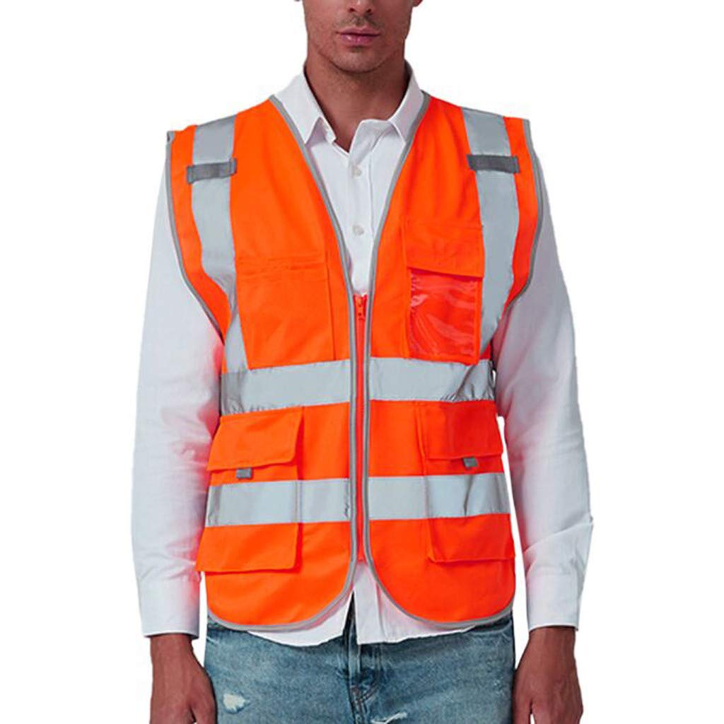 iYYVV Men Road Work High Visibility Pullover Sleeveless Jacket British Suit Vest Tops