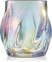 Vista 11 de Juego de 2 vasos de whisky, vasos de rocas, vasos de 8.5 OZ, vasos de cóctel de cristal creativos con diseño retorcido para bourbon, escocés