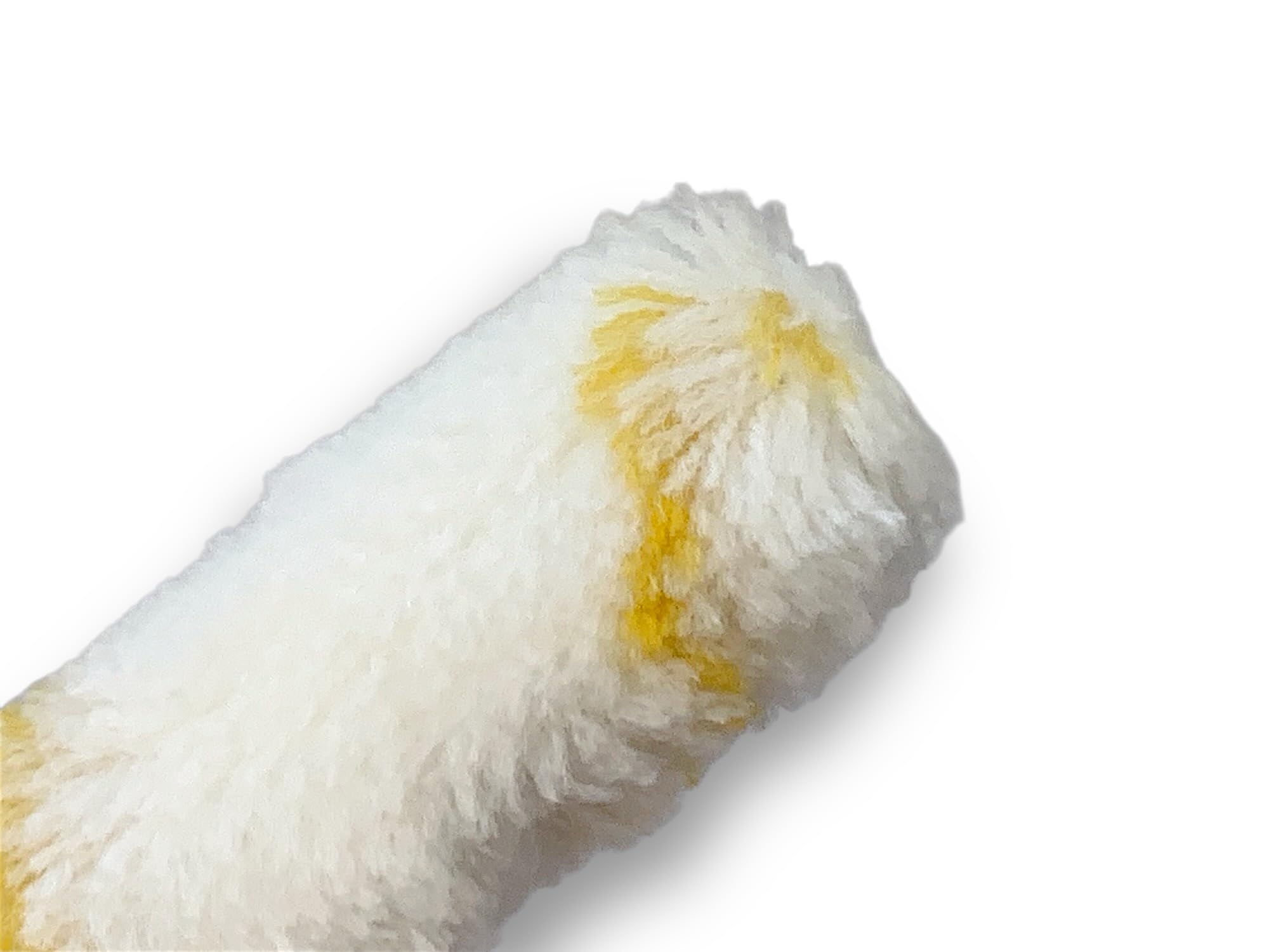 Pack 50 manchons mini rouleaux pattes de lapin rayées jaune | Polyamide 100 mm | Peinture plinthes radiateurs surfaces plates coques bateaux | Kibros 4KIT741x5