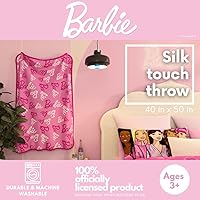Vista 2 de Barbie Ropa de cama para niños, cobija súper suave de toque sedoso, 40 x 50 pulgadas, (Producto con licencia oficial) de Franco
