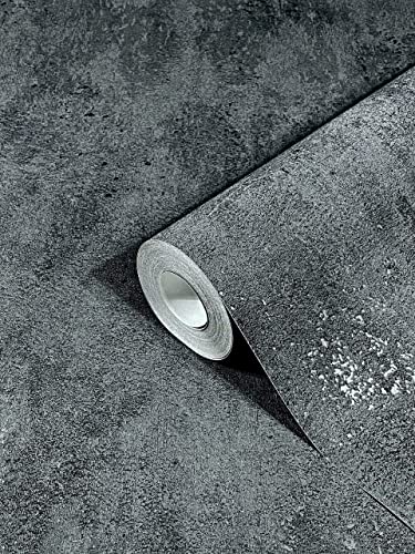 Marburg Wallpaper Black Dark Grey Concrete Look Non-Woven Wallpaper Concrete for Bedroom or Living Room 100% Made in Germany Premium Quality 10,05 x 0,53m 32638 - Image 2