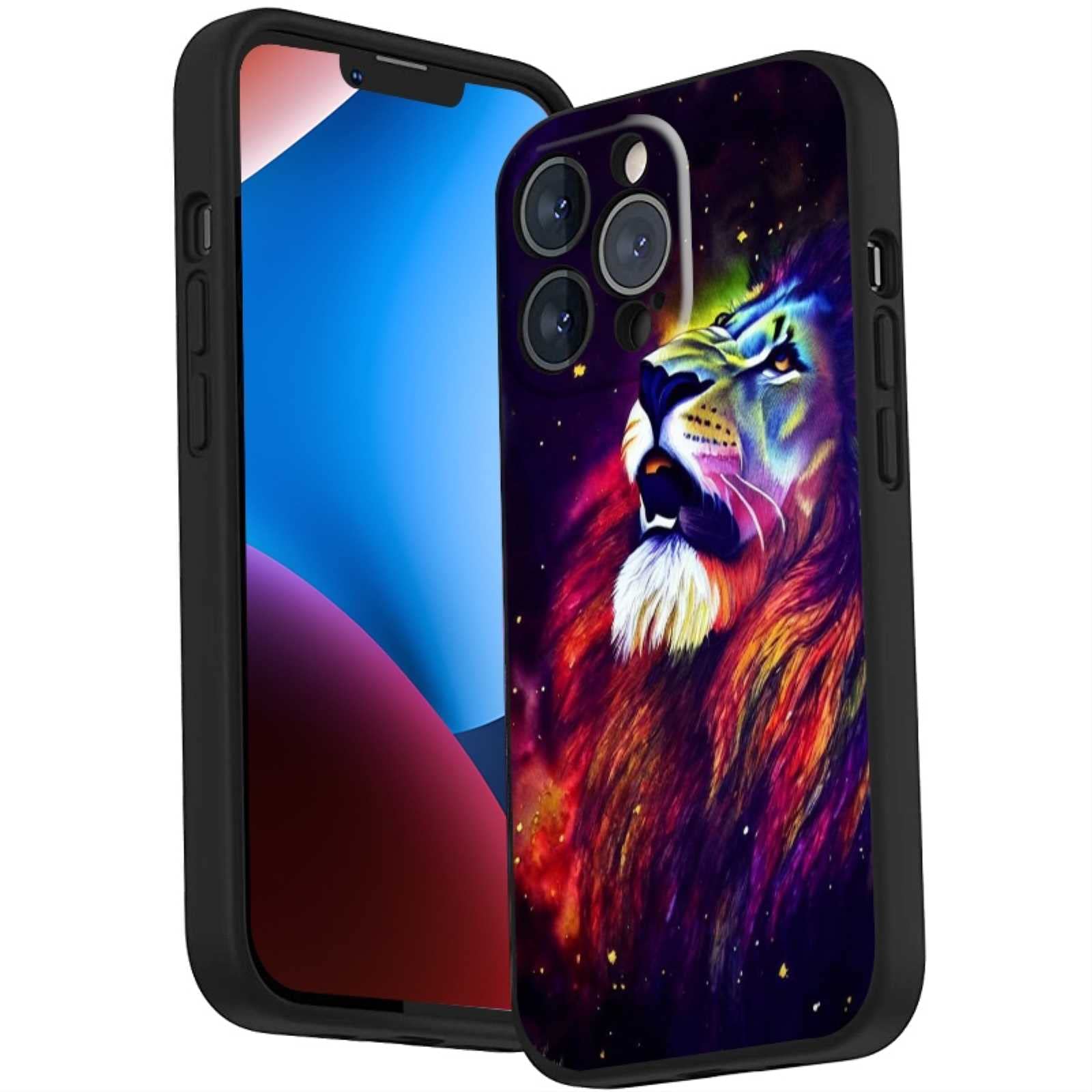 SETSE Compatible with iPhone 14 Pro Lion Case,Lion Art Watercolor Animal Trendy Design for iPhone Case Men Women,Schockproof Silicone Gifts Case for iPhone
