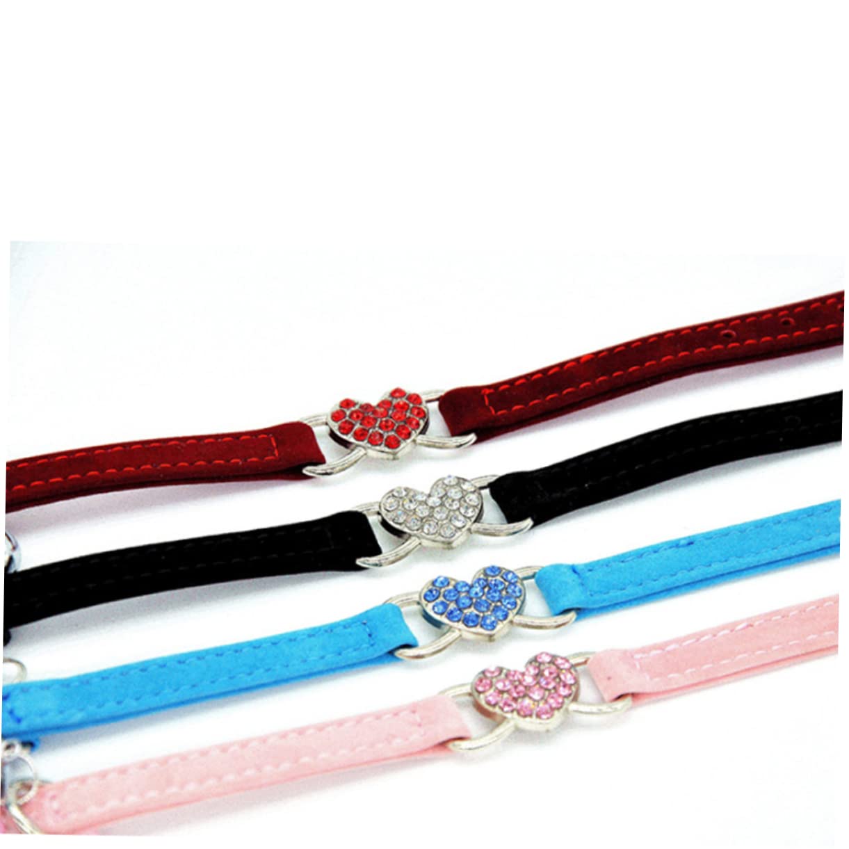 DOITOOL 2pièces Collier Ajustable Forme De Cœur pour Chat avec Décor Rhinestones Et Cloche Accessoire Félin Rose