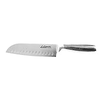 Zanetti, Coltello Santoku Modello Ultra, Coltello Acciaio Inox, Lama 18 cm, Spessore 2.5 mm, Coltello Cucina, Coltello Santoku Giapponese, Manico Vuoto Acciaio Inox