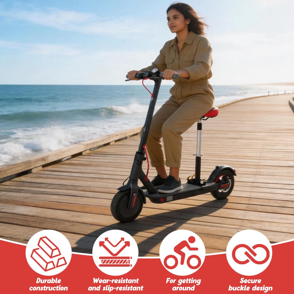 Sedile per Monopattino Elettrico, Sellino Monopattino Elettrico, Sella Scooter Elettrico con Ammortizzatori a Molla, Altezza Regolabile 42-65cm, Larghezza Base 15cm