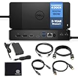 Dell WD22TB4 Thunderbolt 4 Dock 180W - 40Gbps, 3-Year Warranty, USB-C/USB-A Dell Docking Station with 180W Adapter + Techtray Cables & Cloth - Supports Dual/Triple Monitor & 4K Displays (New)