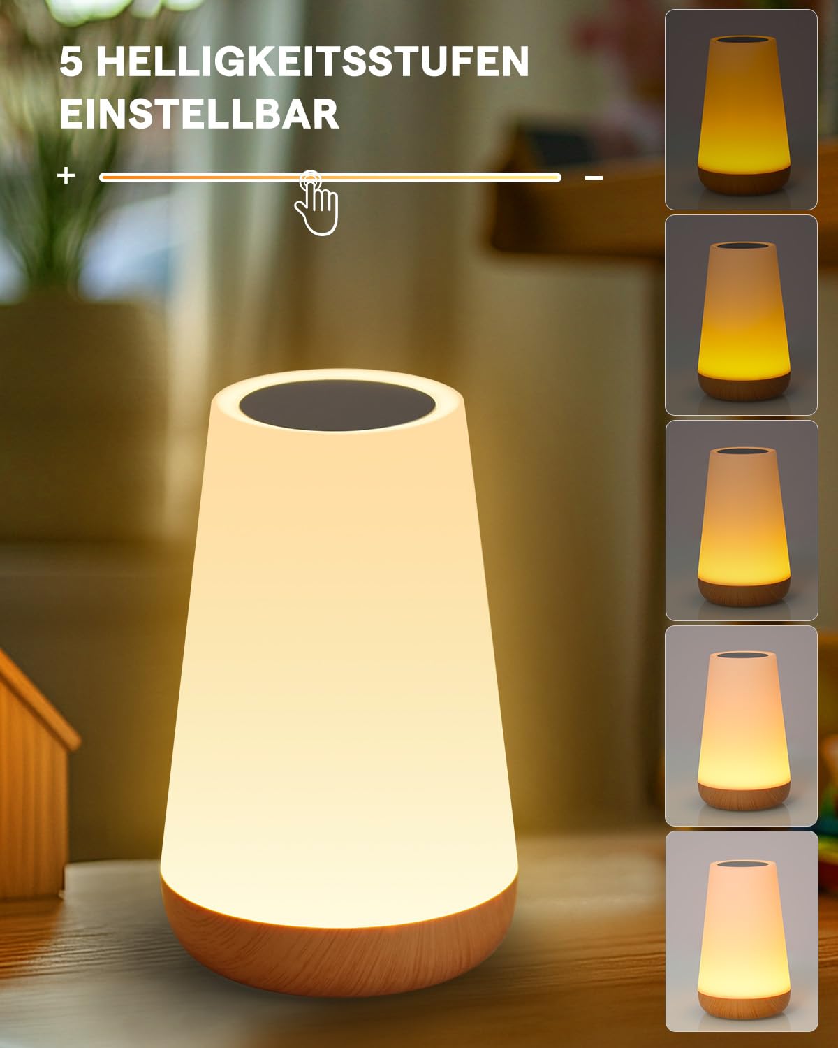 WARMLIO Bedside Lamp Touch Dimmable with Remote Control, LED Table Lamp Wireless with 13 Colours and 4 Modes - Image 2