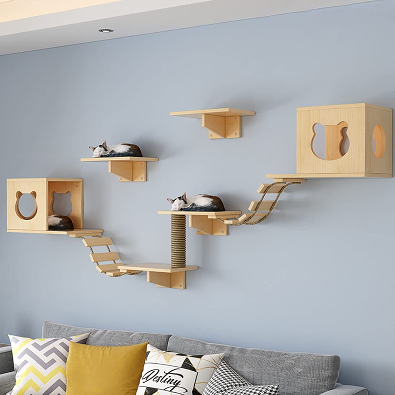 Cat Wall Shelf, Cat Wall Shelves,for Cat Tree, for Cats and Perches,Wall Mounted Cat Furniture for Sleeping, Playing, Climbing, and Lounging,C