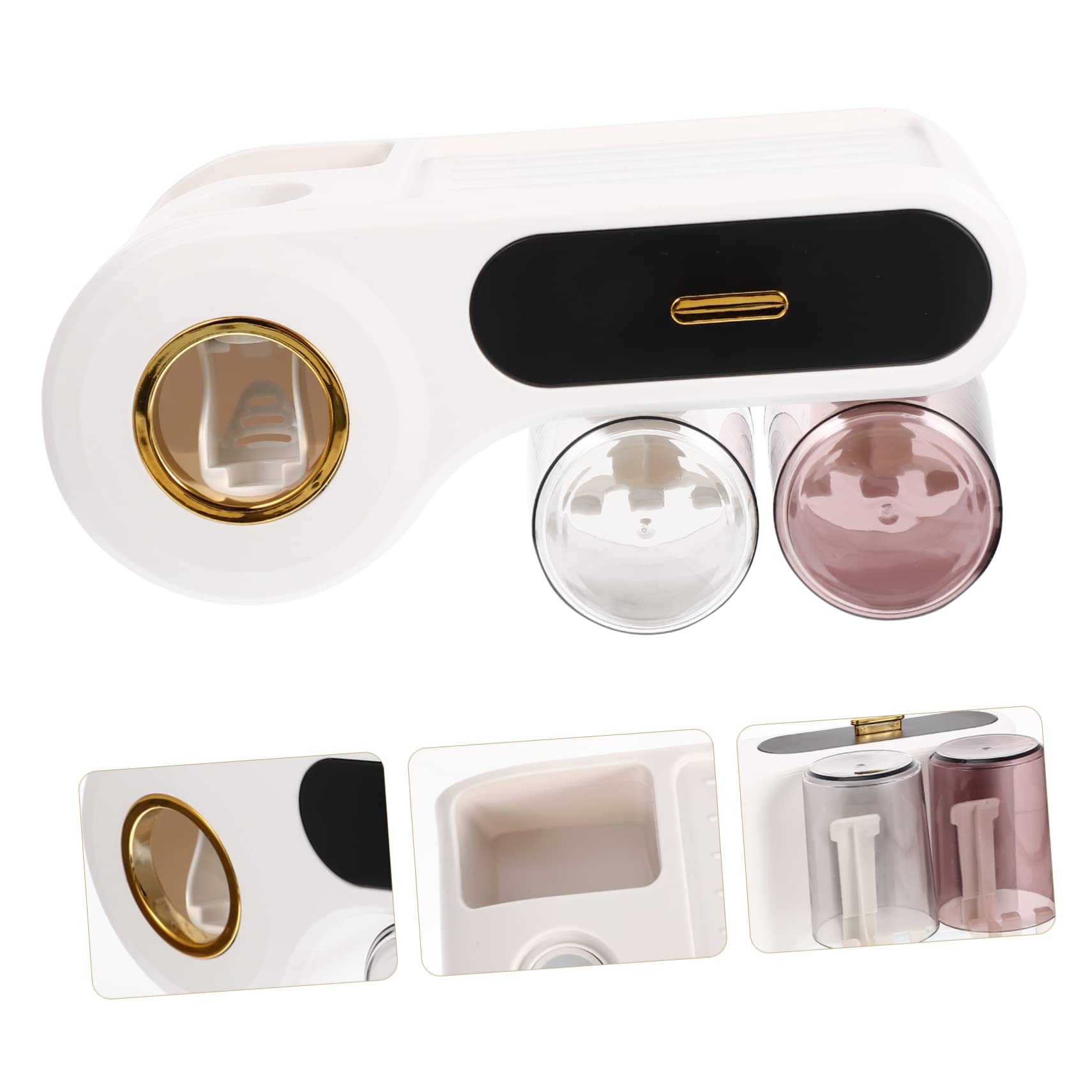 Estante de Pared para Cepillos de Dientes y Accesorios de Baño en Plástico Negro, Diseño Simple y Funcional para Almacenamiento Organizado Baño