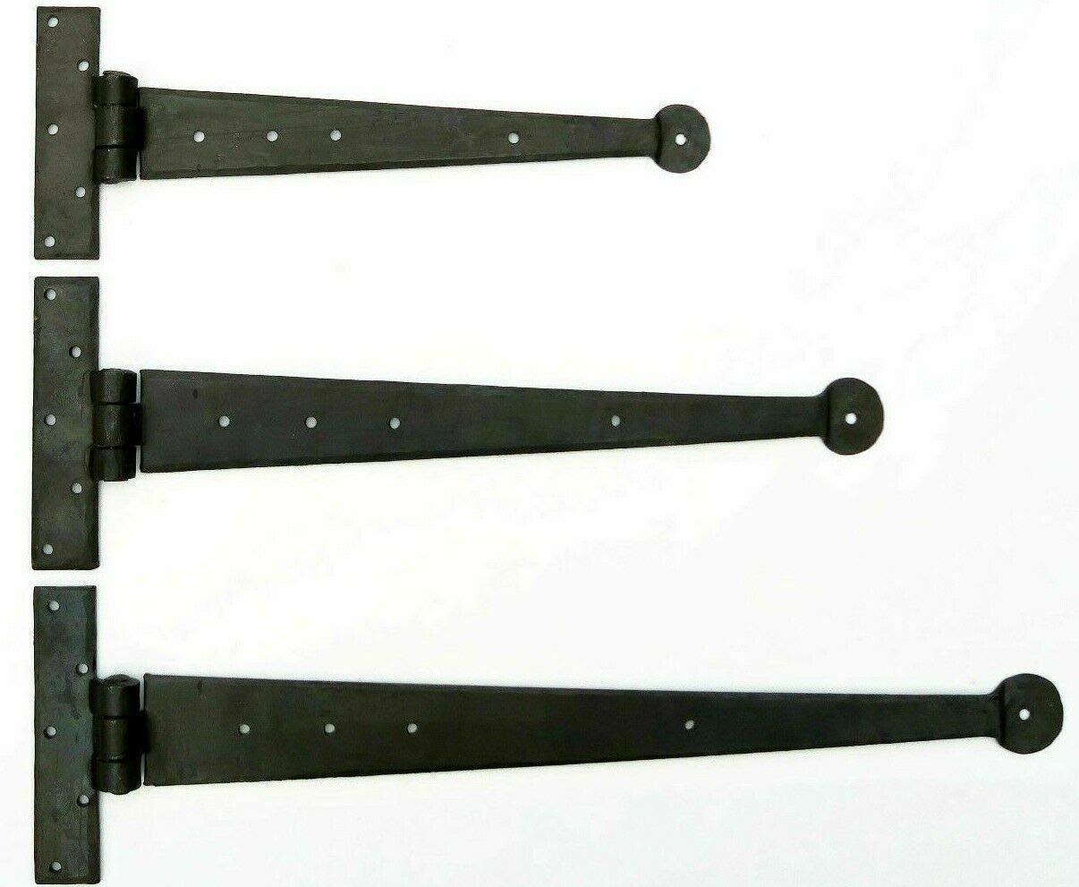 Hand Forged Tee Hinge Strap Hinge Beeswax - Penny End - 6" 9" 12" 15" 18" - Sold Individually (15" - 375mm)