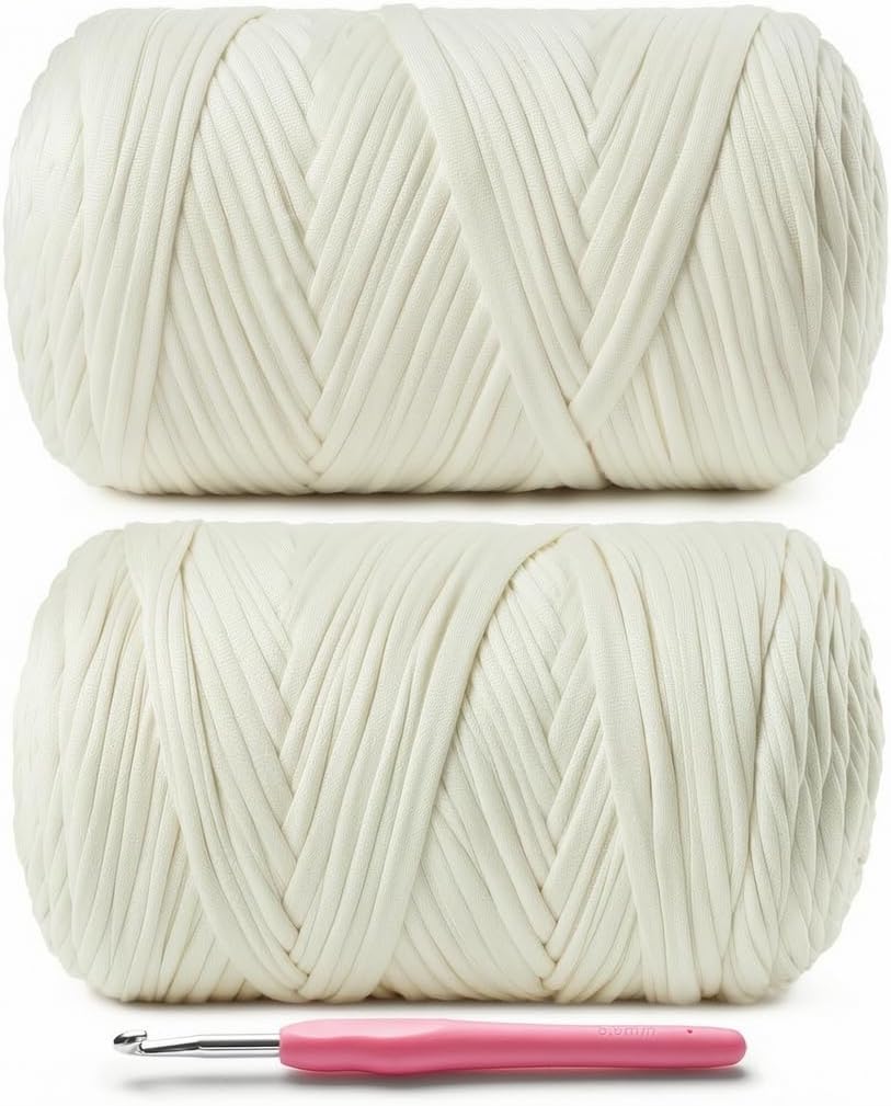 2 Pack Elastic Fabric T Shirt Yarn for Crocheting, Beginner Crochet Yarn with Polyester Spandex Blend,Total 800g/228yds Soft Tshirt Yarn for Crochet Crafts/Bags/Baskets(2 Burgundy)
