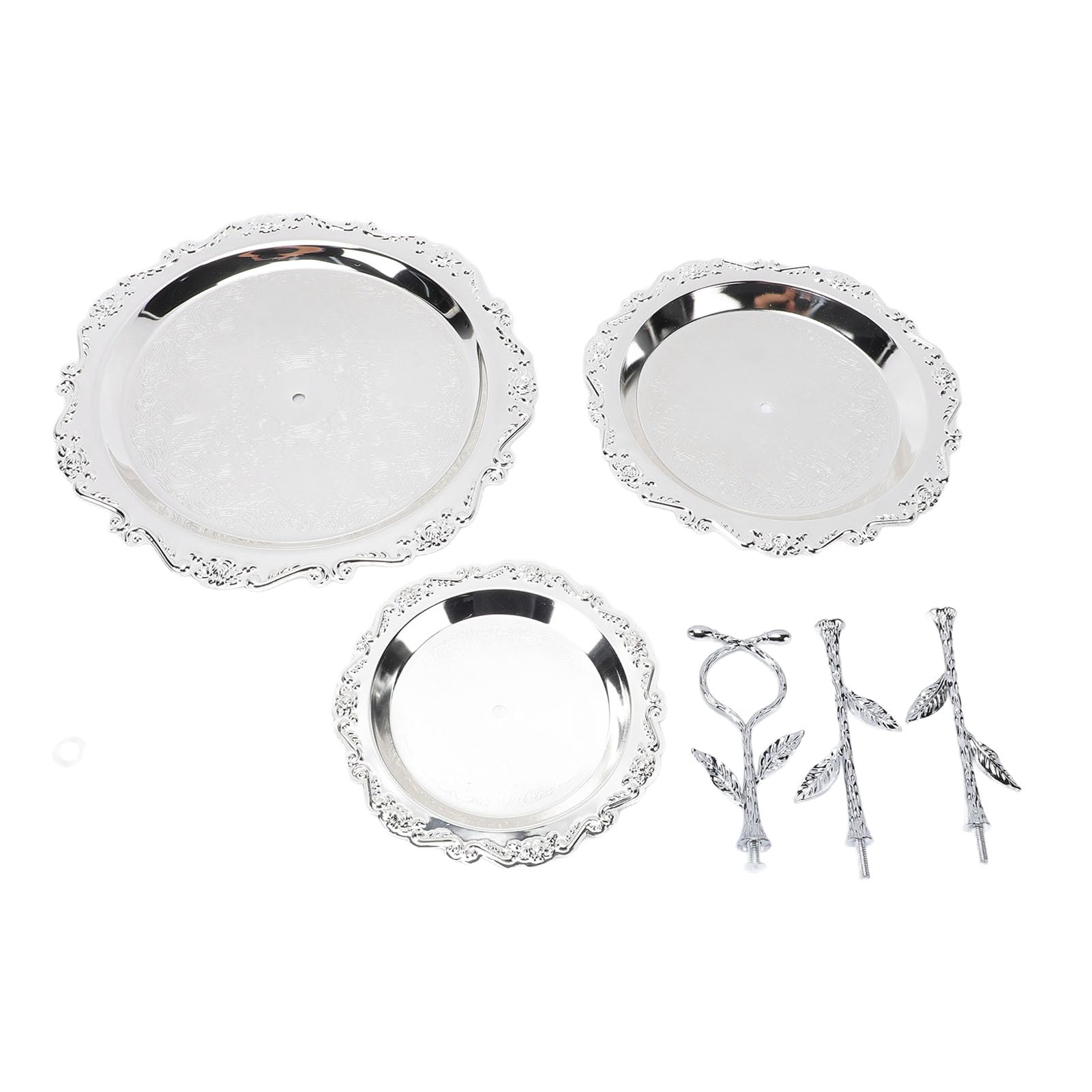 ZJchao Soporte para Tartas Europeo, Elegante Bandeja para Servir Platos de Postre de Metal de 3 Niveles para Banquetes de Bodas, con Construcción de Hierro Resistente